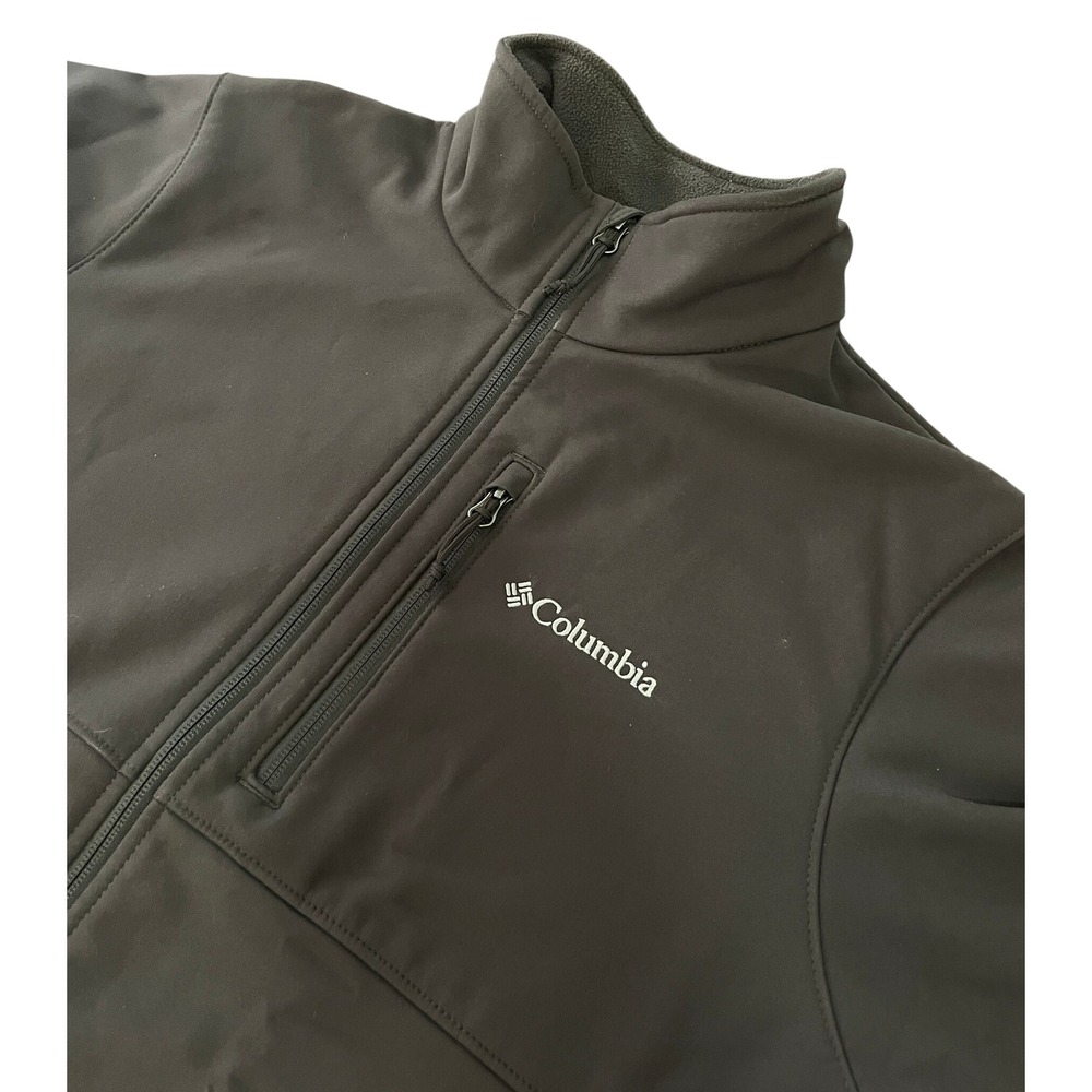 Columbia Ascender Softshell Jacket Mens Medium Gray Fleece Lined Full Zip WM6044